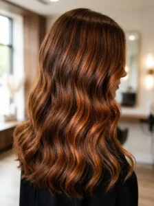 Ginger brown hair color showing rich warm undertones