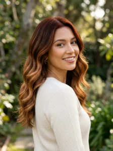 Cool-toned ginger brown hair color