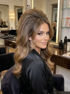 Teased crown with loose waves