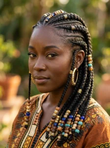 Goddess braids with decorative beads