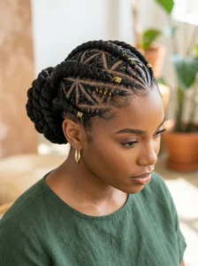 Geometric goddess braid hairstyle