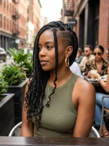 Goddess braids with undercut design