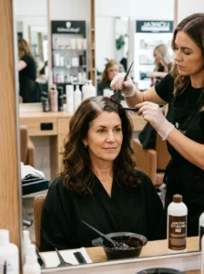Gray root touch-up hairstyle