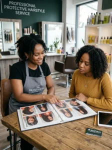 Consultation with professional braid stylist