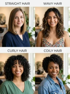 Different hair textures and haircut examples