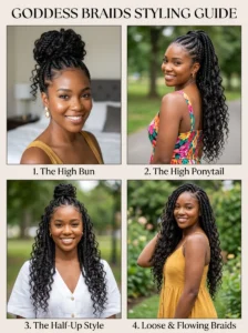 Different ways to style goddess braids