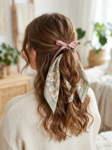 Hair scarf and ribbon hairstyle accessory
