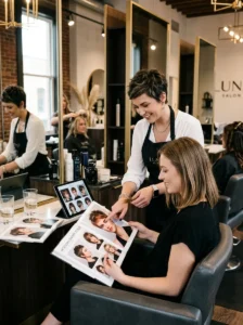 Salon consultation for a very short haircut