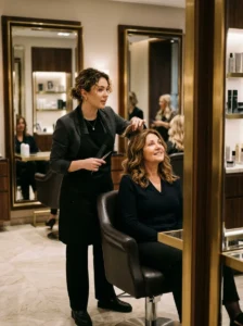 Personalized haircut consultation at a salon