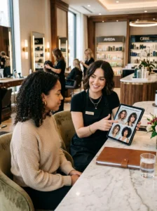 Consultation for a customized choppy bob haircut