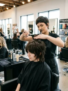 Maintaining a modern emo shag haircut with regular trims