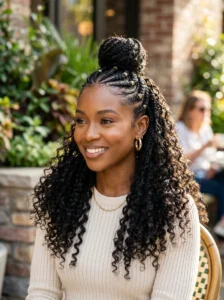 Half-up goddess braids with loose ends