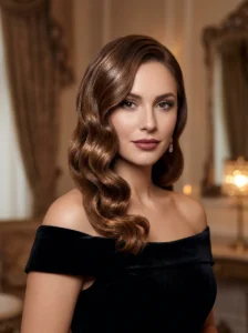 Hollywood waves hairstyle for a square face shape