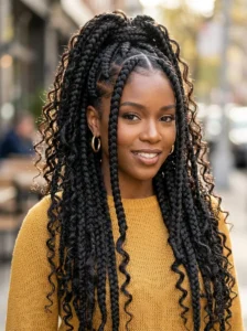 Jumbo goddess braid hairstyle