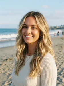 Lived-in blonde hair with natural roots