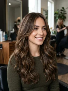 Face-framing layers that slim and soften a round face