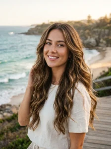 Long layered hairstyle for natural wavy hair