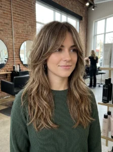 Long shag haircut with texture and movement for a square face