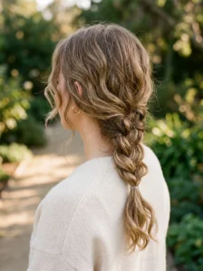 Loose low braid hairstyle with soft texture