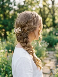 Loose side braid hairstyle for everyday summer wear