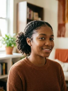 Low puff hairstyle for natural hair
