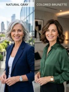 Gray hair versus colored hair comparison