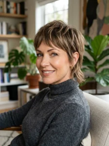 Modern mullet-inspired crop haircut