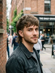 Textured fringe mullet modern hairstyle for men