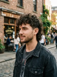 Curly subtle mullet hairstyle for men