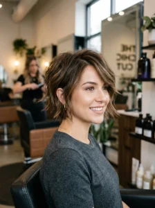 Trendy bixie haircut combining bob and pixie styles