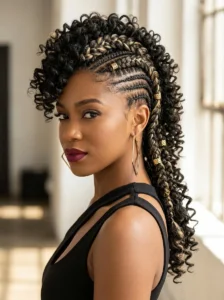 Mohawk-style goddess braids