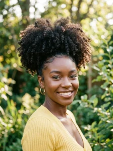 Natural curly puff hairstyle with defined curls