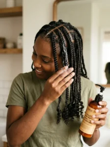 Moisturizing natural hair while protective styling