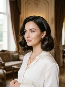 Wavy old money bob hairstyle with soft polished waves
