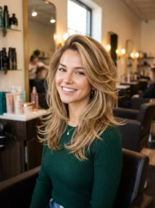 Piecey blowout hairstyle with soft texture