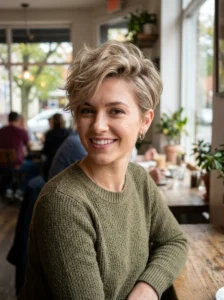 Pixie cut with crown volume for fine hair