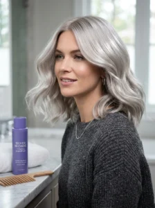 Purple shampoo for blonde hair care