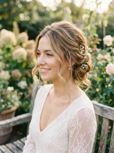 Loose effortless updo hairstyle