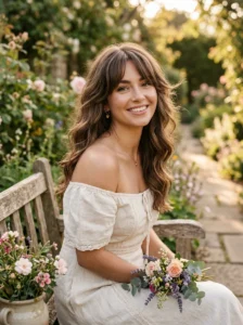 Curtain bangs with soft waves hairstyle