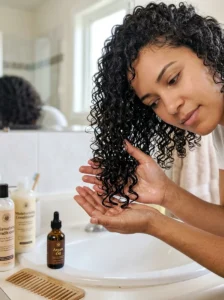 Scrunching curly hair after gel cast