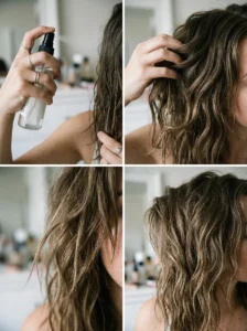 Natural grunge hair texture created with sea salt spray and styling products