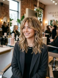 Modern shag haircut with textured layers
