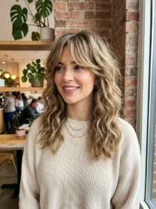 Medium shag haircut for wavy hair