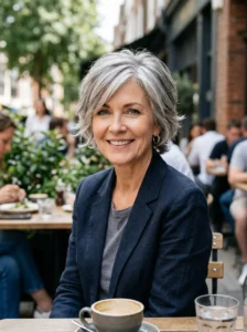 Low maintenance gray transition hairstyle