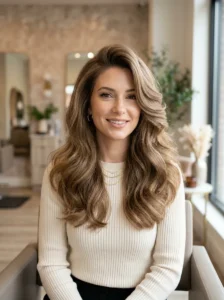 Side part hairstyle adding volume to fine hair