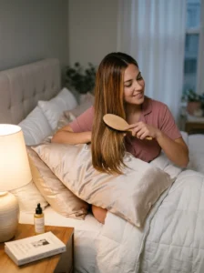 Silk pillowcase for hair protection