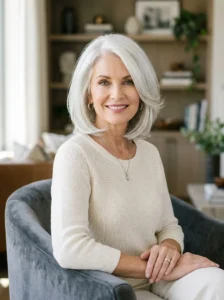 Silver white gray hairstyle