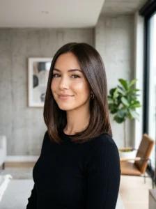 Straight lob hairstyle with soft texture