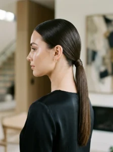 Sleek low ponytail hairstyle for straight hair