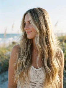 Sun-kissed babylights hair color